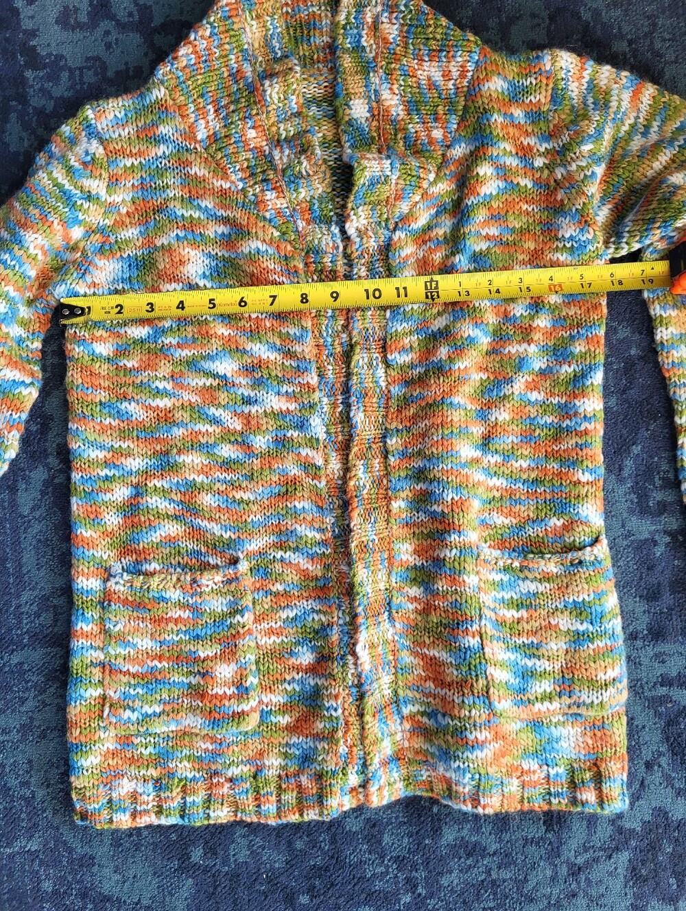 Cardigan Open Front Small Chest 36"Knit Colorful Space Dye Orange - Picture 5 of 8